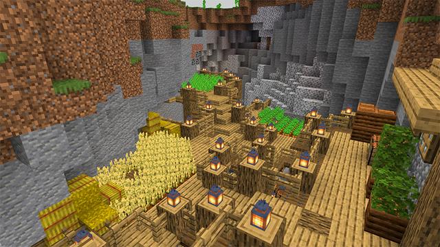 Screenshot of the Minecraft Bedrock Marketplace product Village In A Ravine created by Diluvian.