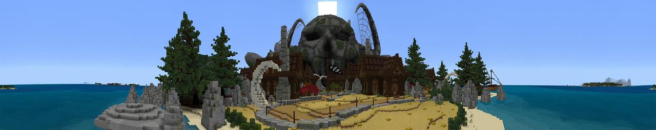 Panorama of the Minecraft Bedrock Marketplace product Pirate Island created by Diveblocks.