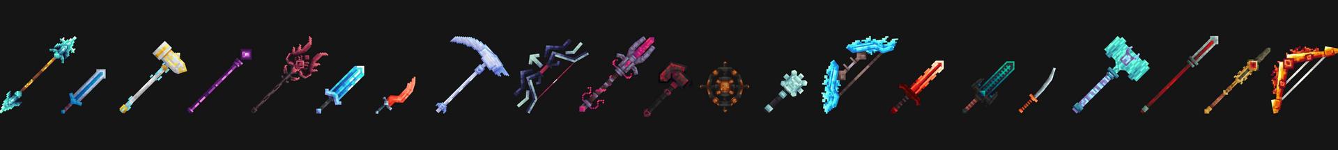 Panorama of the Minecraft Bedrock Marketplace product Weapons! created by Diveblocks.