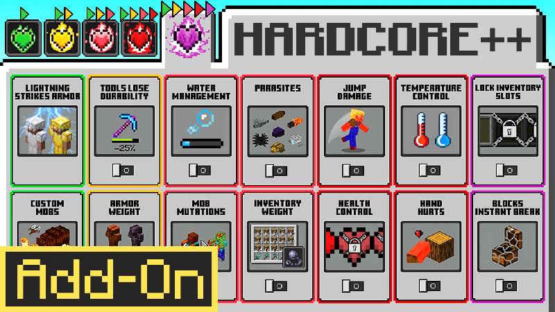 Thumbnail of the Minecraft Bedrock Marketplace product Harder on Bedrock Add-On created by Doctor Benx.