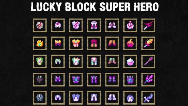 Screenshot of the Minecraft Bedrock Marketplace product LUCKY BLOCK SUPER HEROES! created by Doctor Benx.