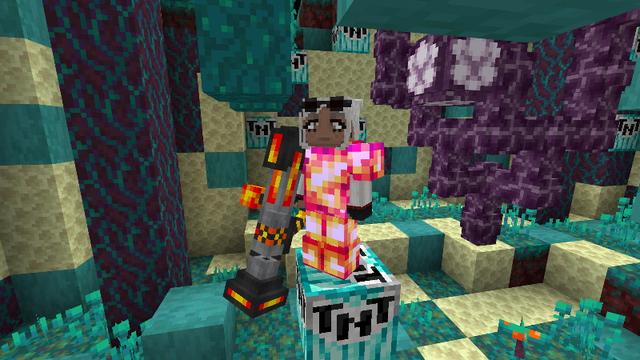 Screenshot of the Minecraft Bedrock Marketplace product TNT Lucky Block Tower created by Doctor Benx.
