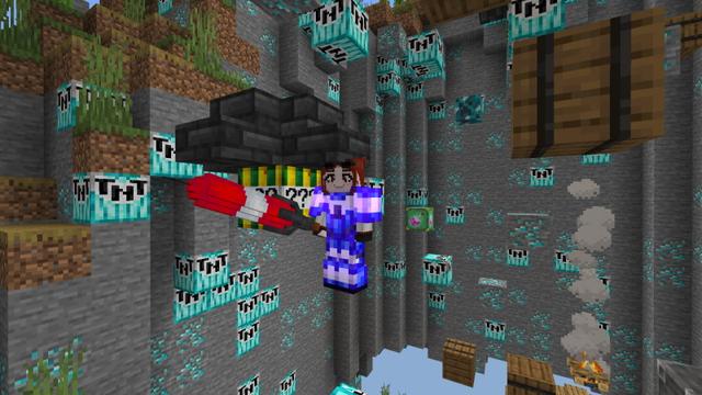 Screenshot of the Minecraft Bedrock Marketplace product TNT Lucky Block Tower created by Doctor Benx.