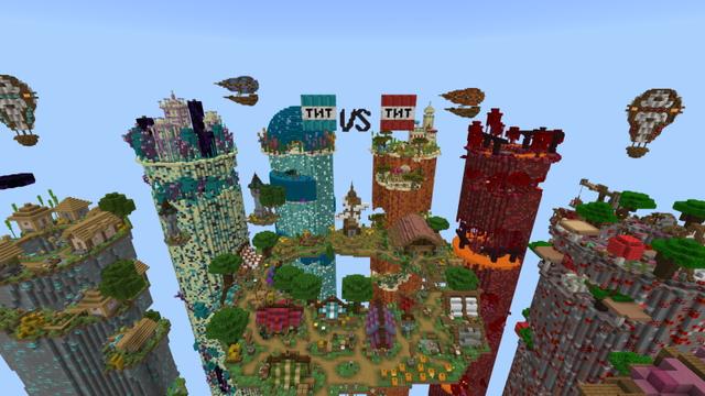 Screenshot of the Minecraft Bedrock Marketplace product TNT Lucky Block Tower created by Doctor Benx.