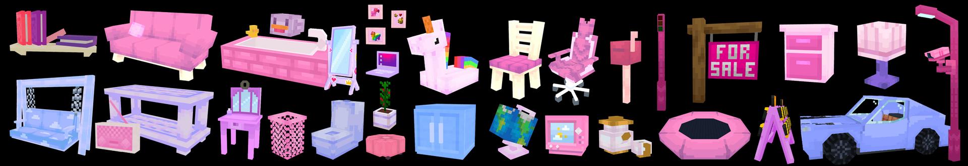 Panorama of the Minecraft Bedrock Marketplace product Cute Furniture created by Dodo Studios.