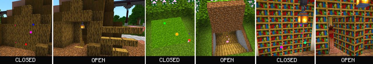 Panorama of the Minecraft Bedrock Marketplace product Hidden Doors created by Dodo Studios.