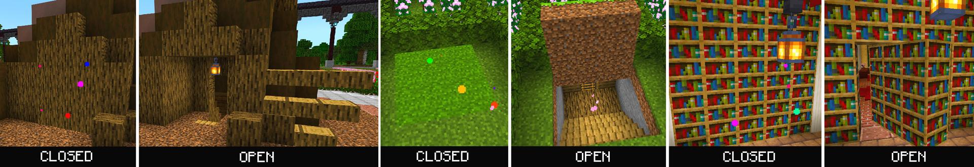 Panorama of the Minecraft Bedrock Marketplace product Hidden Doors created by Dodo Studios.