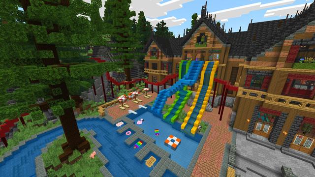 Screenshot of the Minecraft Bedrock Marketplace product Mega Wooden Mansion created by Dodo Studios.
