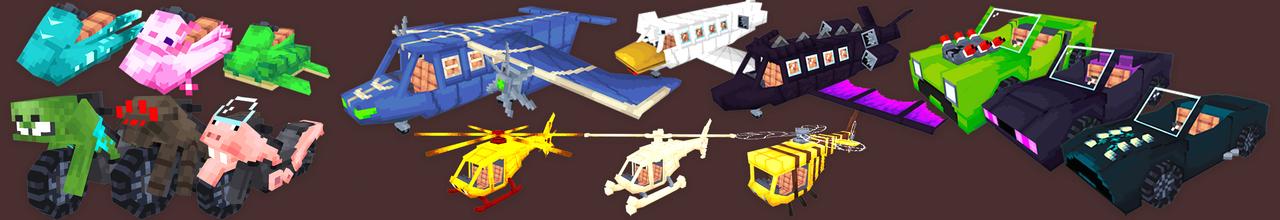 Panorama of the Minecraft Bedrock Marketplace product Mob Vehicles created by Dodo Studios.
