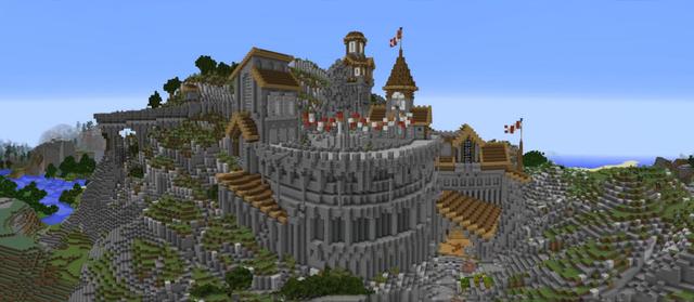 Panorama of the Minecraft Bedrock Marketplace product Mountain Castle created by Dodo Studios.
