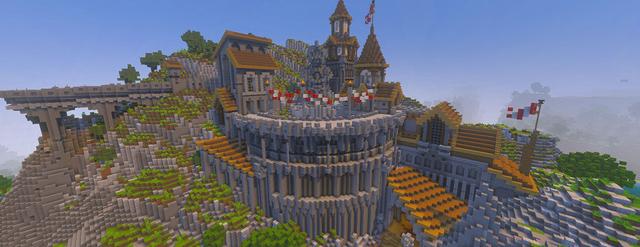 Panorama of the Minecraft Bedrock Marketplace product Mountain Castle created by Dodo Studios.