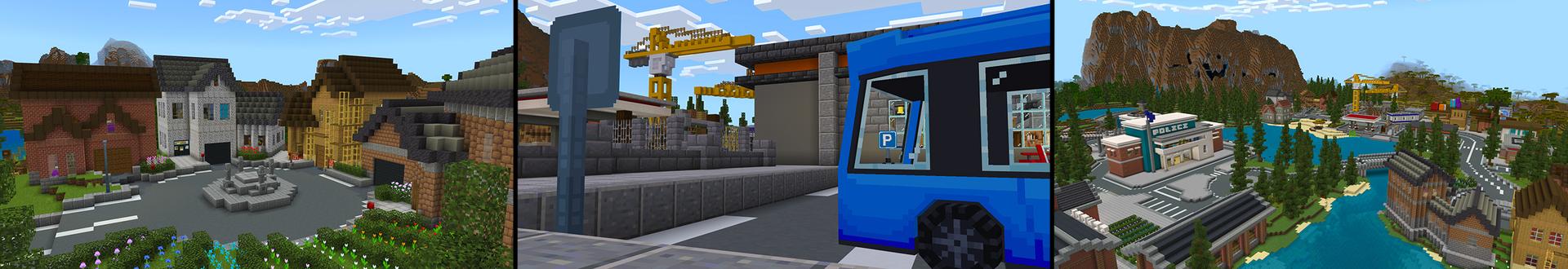 Panorama of the Minecraft Bedrock Marketplace product Police City Roleplay created by Dodo Studios.