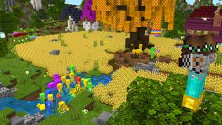 Screenshot of the Minecraft Bedrock Marketplace product Rainbow Lucky Mobs created by Dodo Studios.