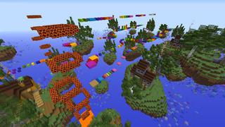 Screenshot of the Minecraft Bedrock Marketplace product Rainbow Parkour created by Dodo Studios.