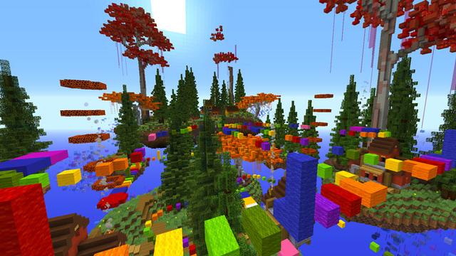 Screenshot of the Minecraft Bedrock Marketplace product Rainbow Parkour created by Dodo Studios.