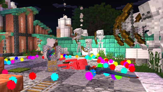 Screenshot of the Minecraft Bedrock Marketplace product Rainbow Weapons created by Dodo Studios.