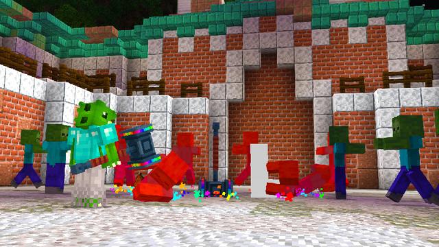 Screenshot of the Minecraft Bedrock Marketplace product Rainbow Weapons created by Dodo Studios.