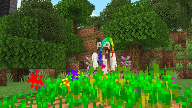Screenshot of the Minecraft Bedrock Marketplace product Rainbow Weapons created by Dodo Studios.
