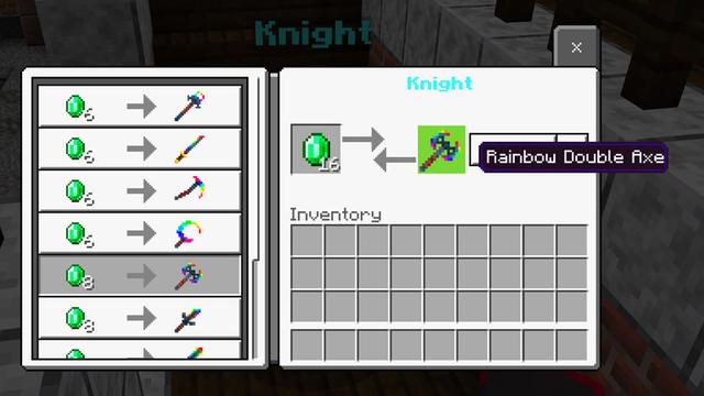 Screenshot of the Minecraft Bedrock Marketplace product Rainbow Weapons created by Dodo Studios.