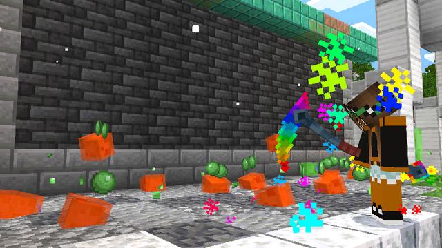Screenshot of the Minecraft Bedrock Marketplace product Rainbow Weapons created by Dodo Studios.