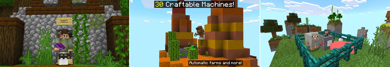 Panorama of the Minecraft Bedrock Marketplace product Skyblock Factory created by Dodo Studios.