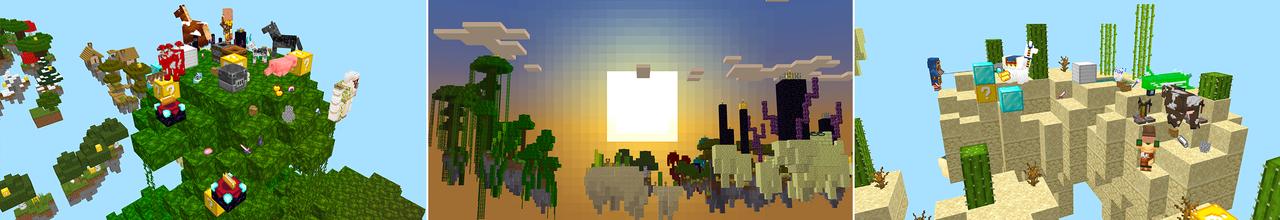 Panorama of the Minecraft Bedrock Marketplace product Skyblock Lucky Blocks created by Dodo Studios.