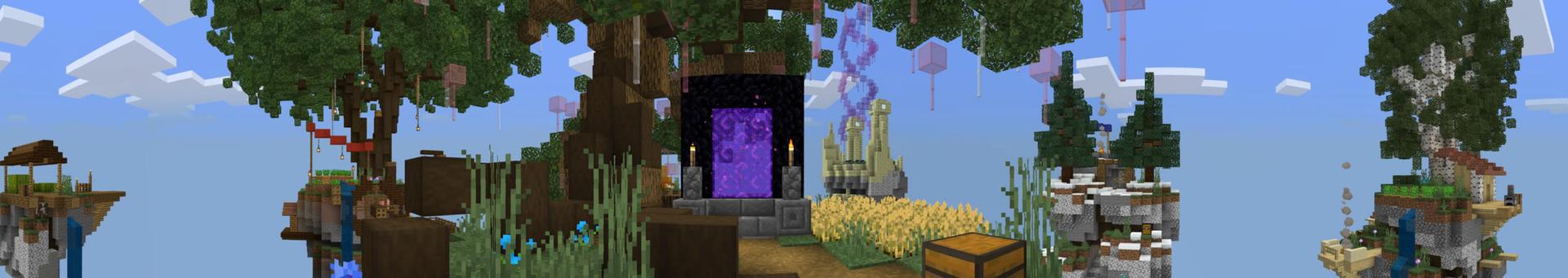 Panorama of the Minecraft Bedrock Marketplace product Skyblock Nether Dungeons created by Dodo Studios.