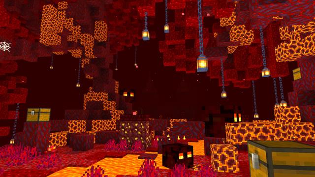 Screenshot of the Minecraft Bedrock Marketplace product Skyblock Nether Dungeons created by Dodo Studios.