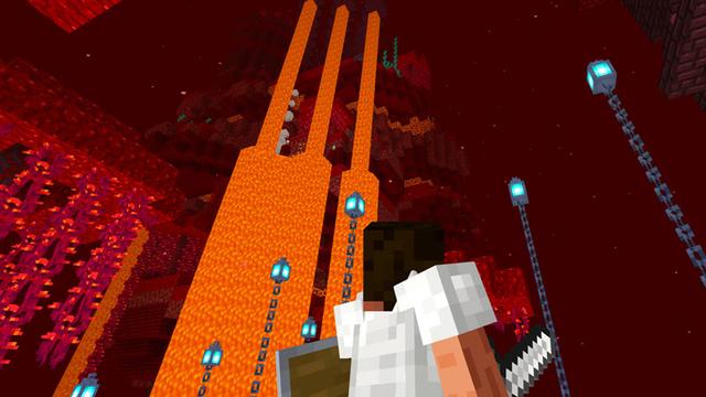 Screenshot of the Minecraft Bedrock Marketplace product Skyblock Nether Dungeons created by Dodo Studios.