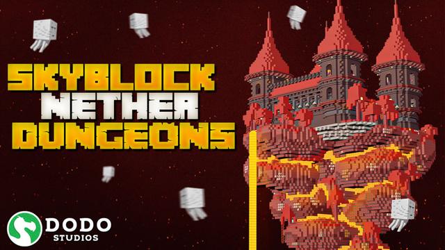 Thumbnail of the Minecraft Bedrock Marketplace product Skyblock Nether Dungeons created by Dodo Studios.
