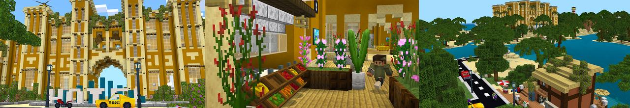 Panorama of the Minecraft Bedrock Marketplace product Teens Vacation Roleplay created by Dodo Studios.