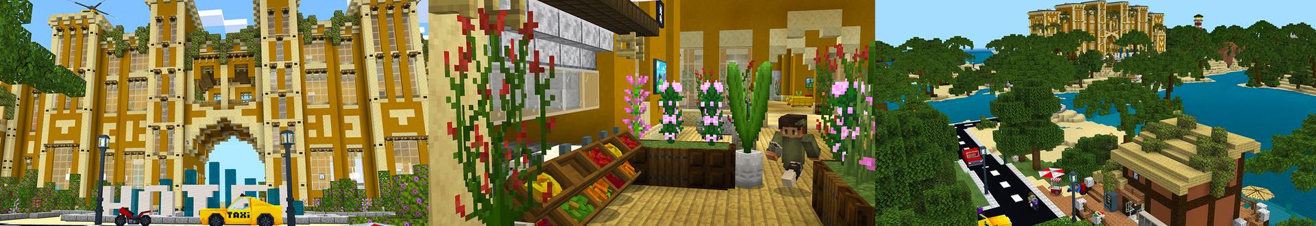 Panorama of the Minecraft Bedrock Marketplace product Teens Vacation Roleplay created by Dodo Studios.