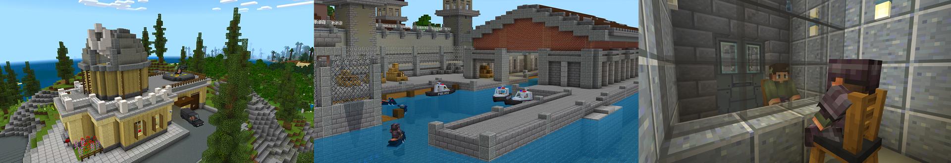 Panorama of the Minecraft Bedrock Marketplace product Ultimate Police Base created by Dodo Studios.