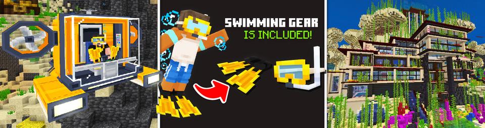 Panorama of the Minecraft Bedrock Marketplace product Underwater Mansion created by Dodo Studios.