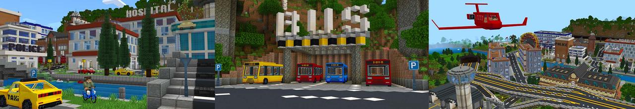 Panorama of the Minecraft Bedrock Marketplace product Vehicles Expansion created by Dodo Studios.