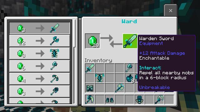 Screenshot of the Minecraft Bedrock Marketplace product Warden Tools created by Dodo Studios.