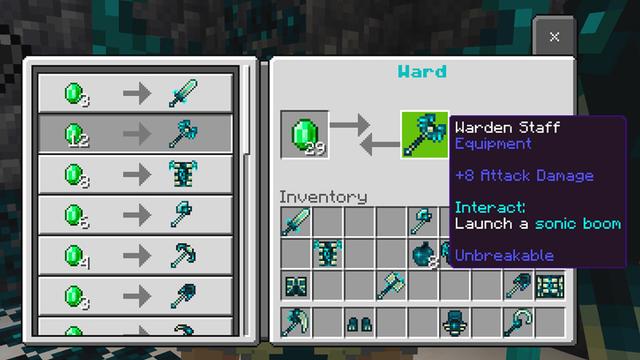 Screenshot of the Minecraft Bedrock Marketplace product Warden Tools created by Dodo Studios.