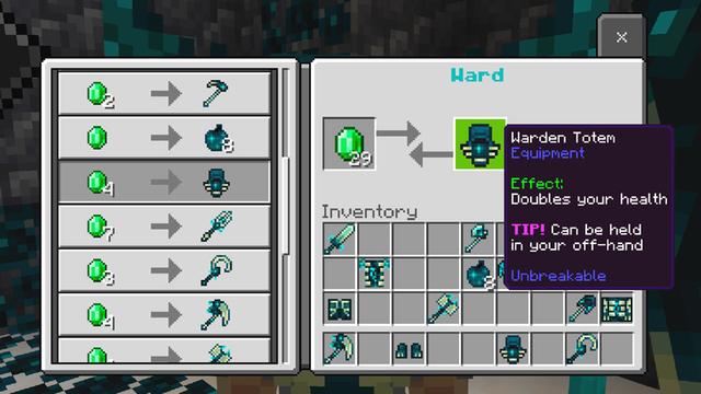 Screenshot of the Minecraft Bedrock Marketplace product Warden Tools created by Dodo Studios.