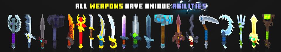 Panorama of the Minecraft Bedrock Marketplace product Weapons Expansion created by Dodo Studios.