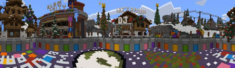 Panorama of the Minecraft Bedrock Marketplace product Winter Block Party created by Dodo Studios.