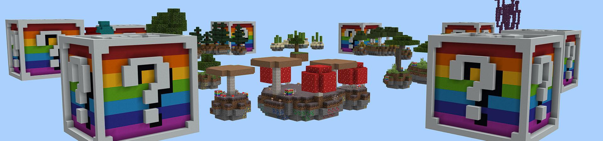Panorama of the Minecraft Bedrock Marketplace product Rainbow Lucky Block Skyblock created by DogHouse.