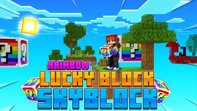 Thumbnail of the Minecraft Bedrock Marketplace product Rainbow Lucky Block Skyblock created by DogHouse.