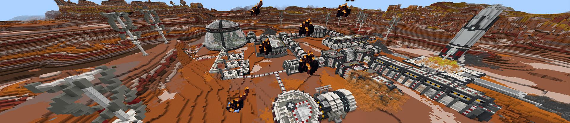 Panorama of the Minecraft Bedrock Marketplace product Mars Base Alpha created by Dragnoz.