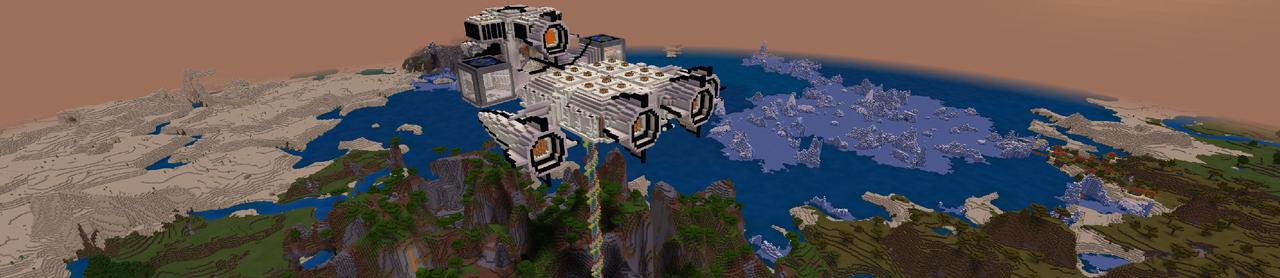 Panorama of the Minecraft Bedrock Marketplace product Sky Ship: Survival Base created by Dragnoz.