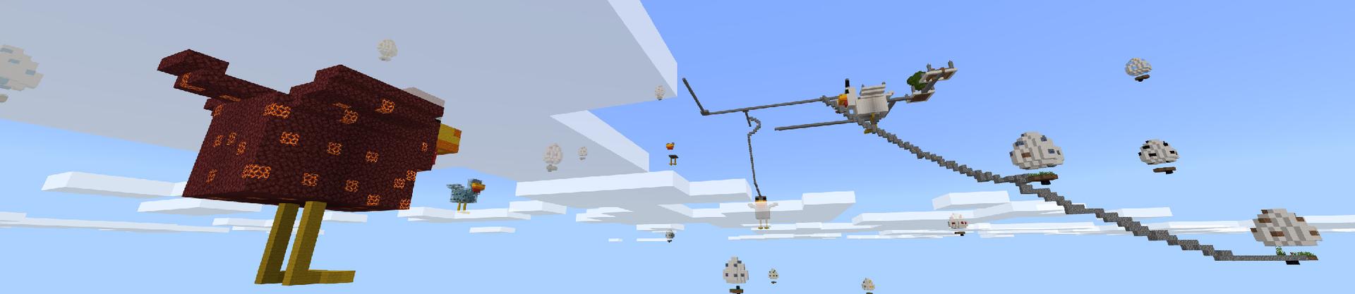 Panorama of the Minecraft Bedrock Marketplace product Skyblock: Chicken Rampage created by Dragnoz.