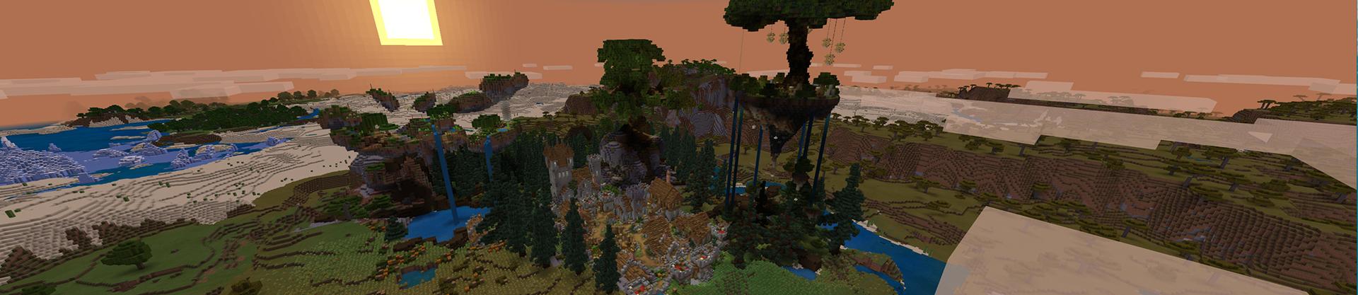 Panorama of the Minecraft Bedrock Marketplace product Village Under the Trees created by Dragnoz.