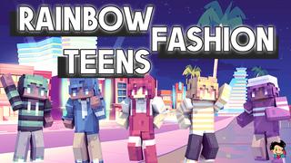 Thumbnail of the Minecraft Bedrock Marketplace product Rainbow Fashion Teens created by Duh.