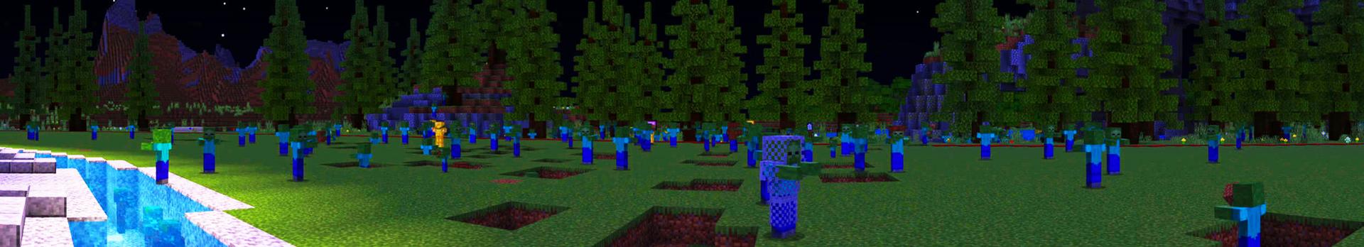 Panorama of the Minecraft Bedrock Marketplace product Zombie Defense Weapons created by Duh.
