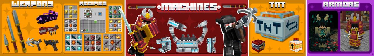 Panorama of the Minecraft Bedrock Marketplace product Armors+ created by Eco Studios.