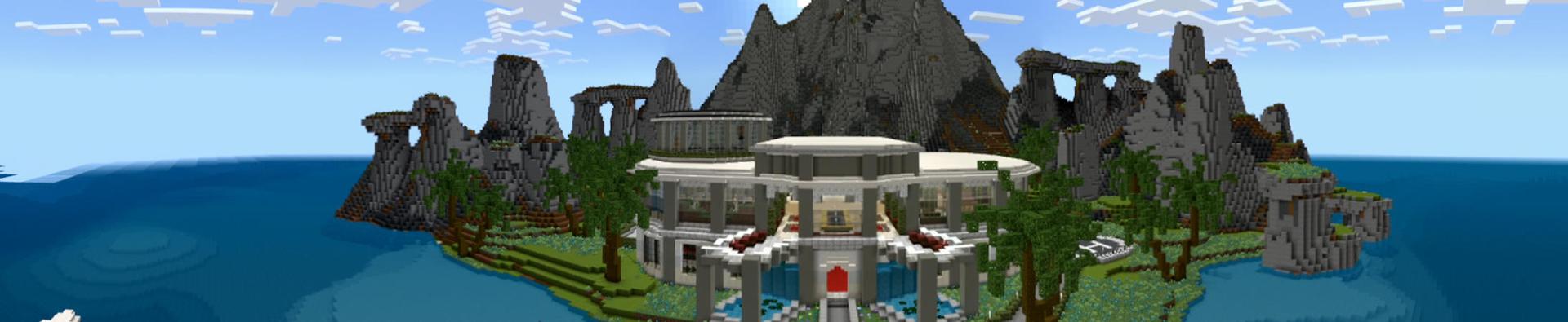 Panorama of the Minecraft Bedrock Marketplace product Beach Millionaire Mansion created by Eco Studios.